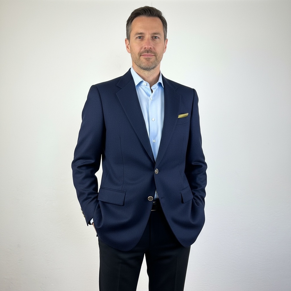 Holland & Sherry London Extrafine Blazer in Navy